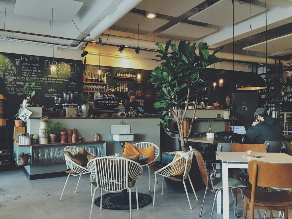 Busy cafe interior