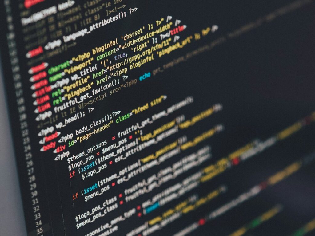 Close-up of website code on screen
